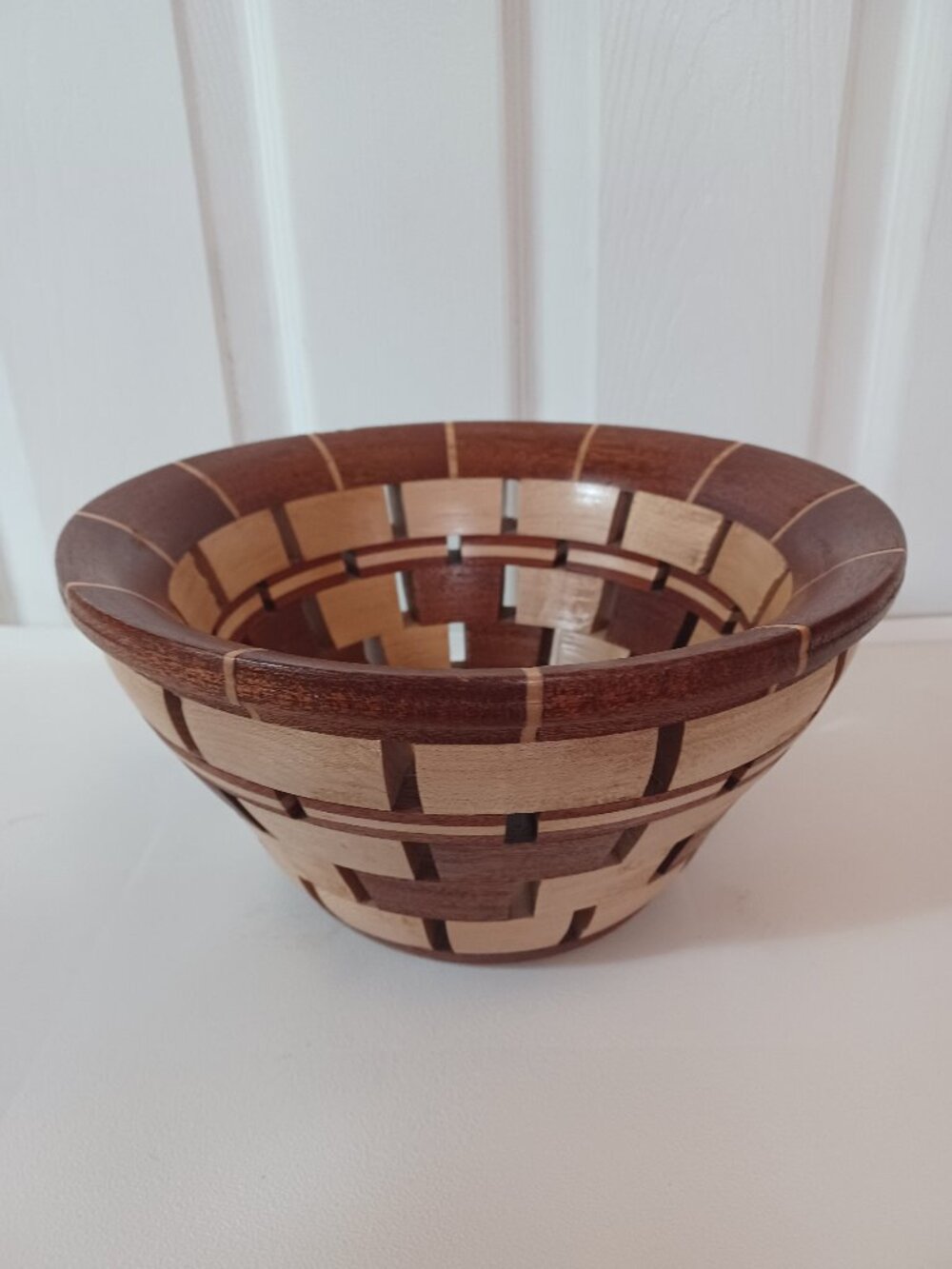 David Gallina Signed Segmented Wood Serving Bowl-Handcrafted In USA
